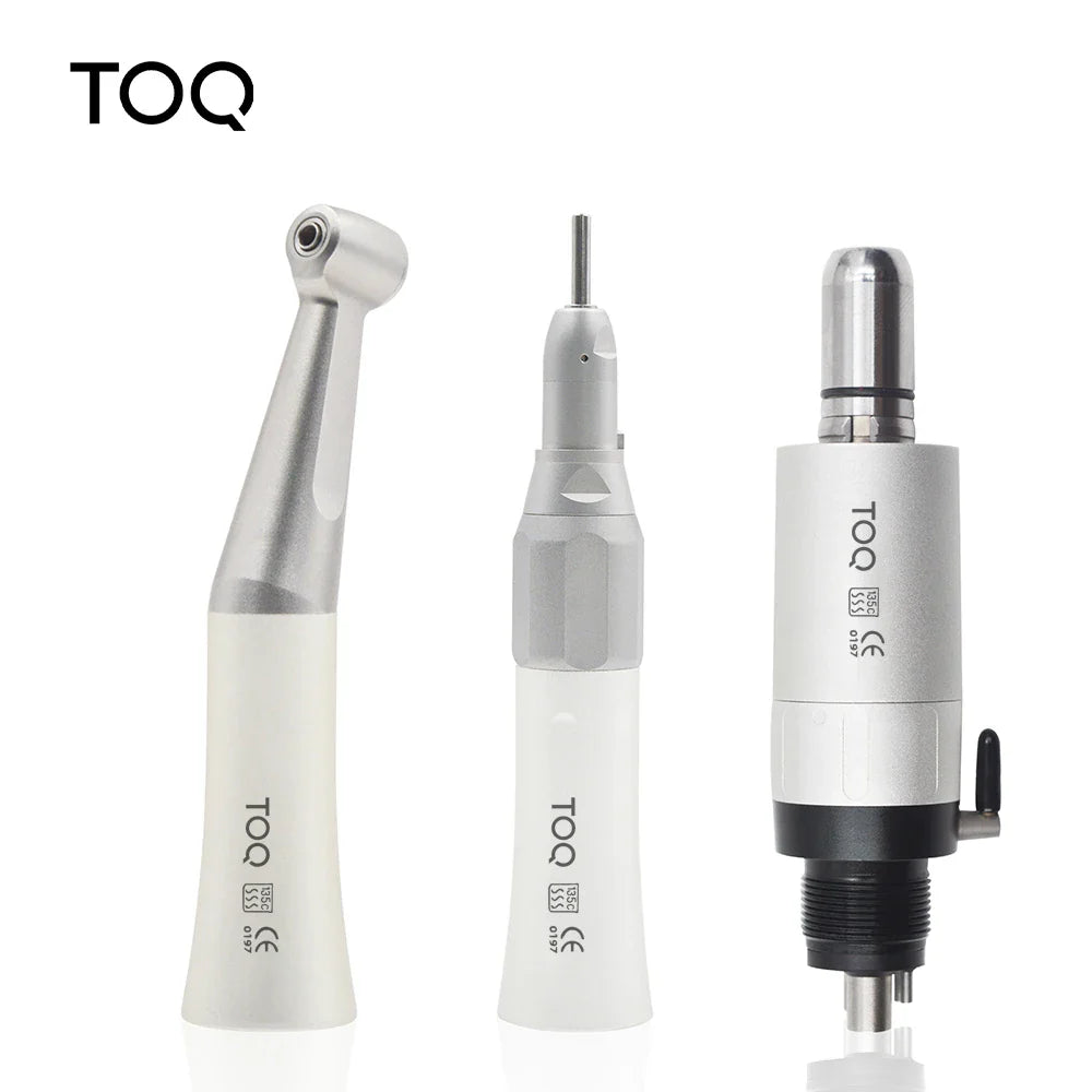 Dental Low Speed Handpiece Kit – Mini Air Motor with 4-Hole Contra Angle & Straight Handpiece for Dentists
