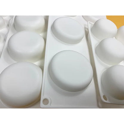 7-Option Flat Round Silicone Cake Molds — DIY Mousse, Chocolate, Dessert, Pudding & Jelly Baking Tools