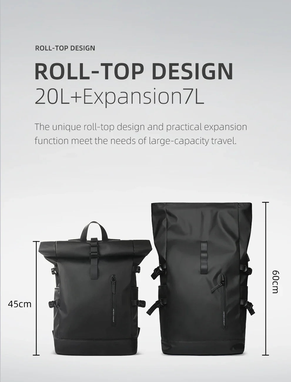 HK Expandable Travel Backpack for Men – Large Capacity Waterproof 15.6” Laptop Bag, Hiking Rucksack & Cycling Daypack with USB Port