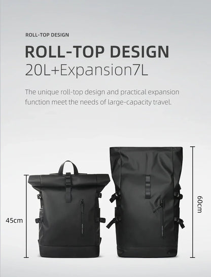 HK Expandable Travel Backpack for Men – Large Capacity Waterproof 15.6” Laptop Bag, Hiking Rucksack & Cycling Daypack with USB Port