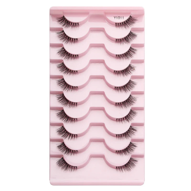 SHIDISHANGPIN 5/10 Pairs Cat Eye False Lashes – 3D Mink Half Lashes, Eyelash Extensions for Natural Makeup, Faux Cils Maquiagem