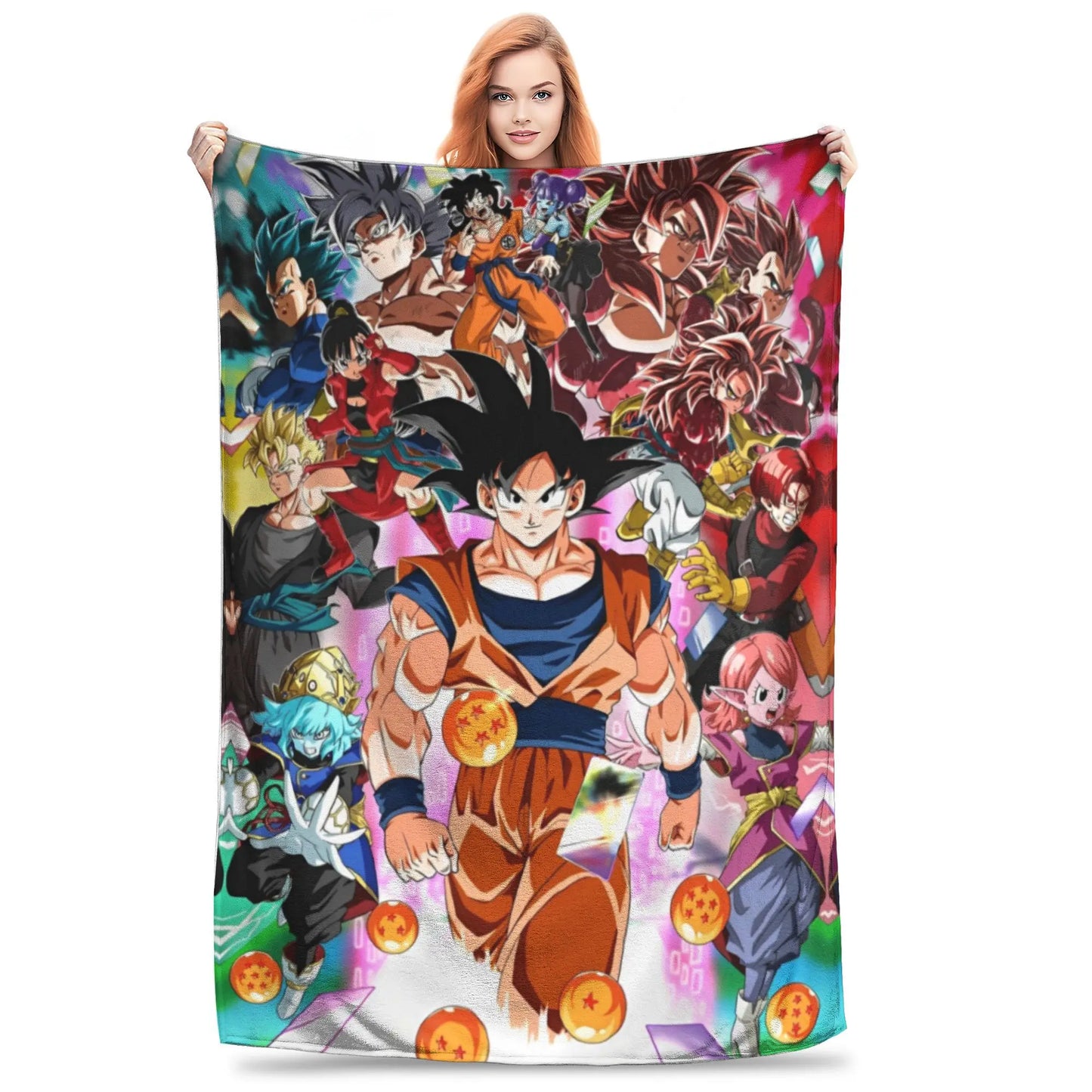 Dragon Ball Z Anime Blanket – Goku Flannel Throw for Bed & Sofa, Warm Cozy DBZ Blanket for Spring & Autumn