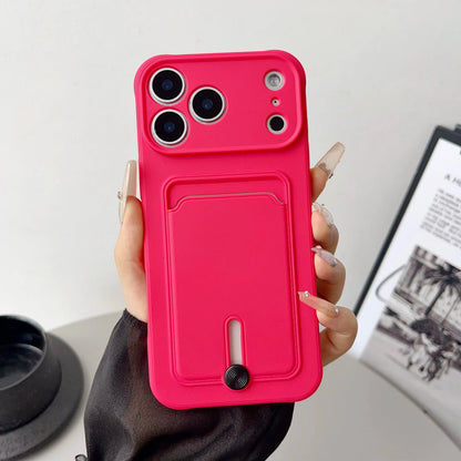 Push Card Wallet Phone Case with Card Slot Holder, Soft TPU Credit Card Cover for iPhone 17, 16, 15, 14, 13, 12, 11 Pro Max, Air, Plus & Mini