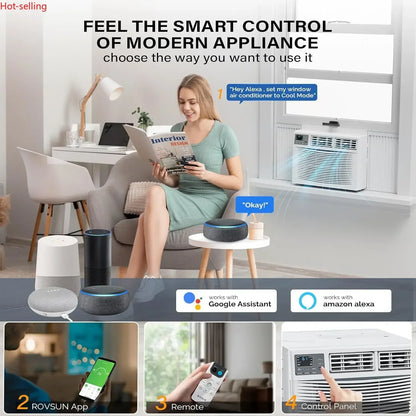 8000 BTU Smart Window AC – Energy Saving, WiFi & Remote Control with Timer