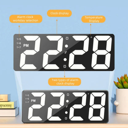 Voice Control Digital Alarm Clock, Temperature & Date Display, 2 Alarms, Snooze, Night Mode, 12/24H USB Plug-in LED Table Clock