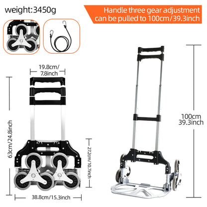AIRAJ Aluminum Portable Folding Handcart — Ultra-Quiet Wear-Resistant Wheels, Ideal Gift for Parents & Family