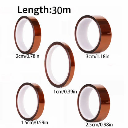 30m Gold Finger High-Temp Polyimide Tape – Anti-Static PET Insulation Tape for Lithium Batteries, Multi-Size Options