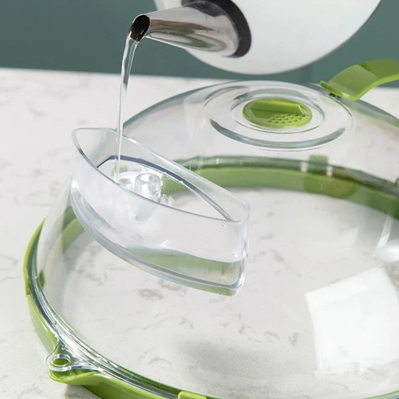 Multipurpose Microwave Plate Cover with Water Storage - Anti-Splatter Oven Guard Lid, Dishwasher Safe