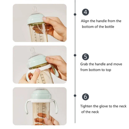 Square Handle Feeding Bottle – Lightweight, Easy Grasp for Baby 6M+, Hegen Bottle Cover Replacement