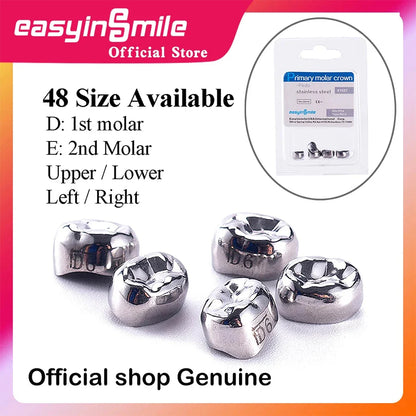 5PCS EASYINSMILE Kids Stainless Steel Dental Crowns – Primary Molar Teeth Refill D2-D7