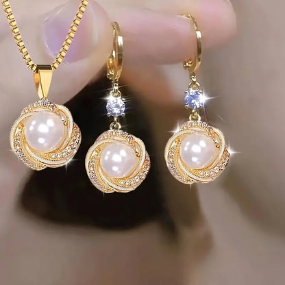 3pcs Zircon Jewelry Set for Women – Elegant Necklace & Earrings, Trendy Party Accessories, Birthday Gift