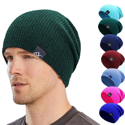Unisex Winter Knitted Hats - Warm Casual Slouchy Beanie Wool Caps in Solid Colors for Fashion, Street, and Hip Hop Style