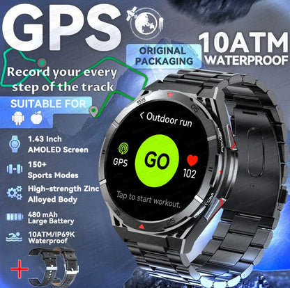 2025 Huawei Original Premium GPS Smartwatch — Ultra HD AMOLED Display, Built-in GPS, Bluetooth Call & 10ATM Waterproof Smart Bracelet