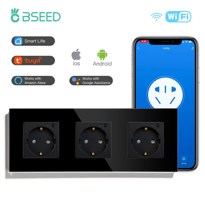 Bseed Smart WiFi Socket – EU Standard Intelligent Outlet, Compatible with Tuya App, Google & Alexa, Timer Function Home Improvement Plug