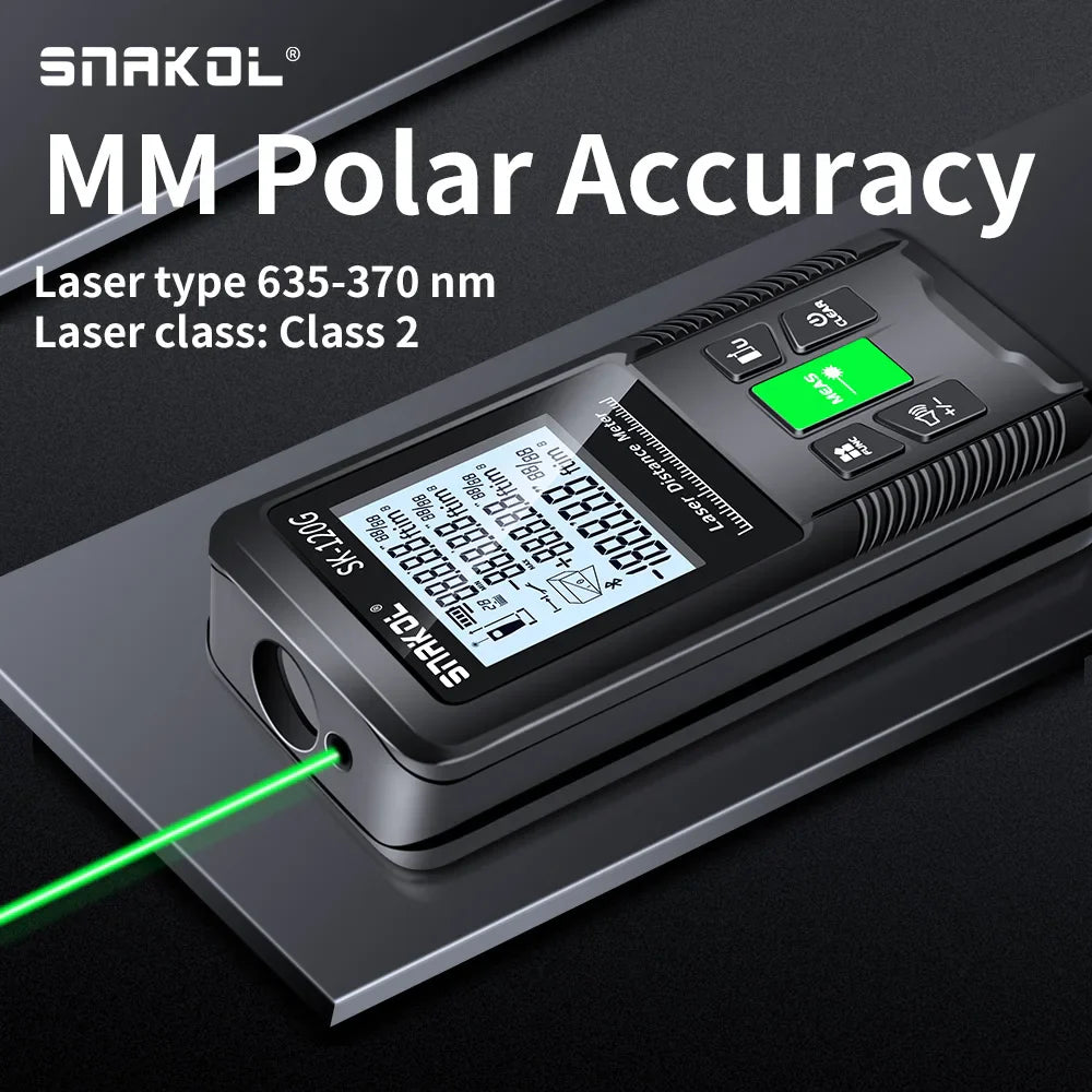 Snakol 120M Green Laser Tape Measure — High Accuracy Digital Distance Meter & Electronic Ruler