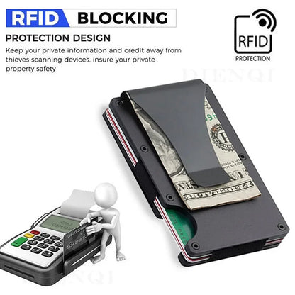 2025 RFID Blocking Front Pocket Wallet – Slim Minimalist Metal Wallet with Money Clip for Men & Unisex