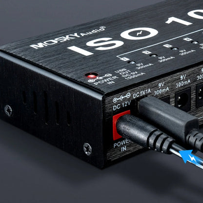 MOSKY ISO 10 Guitar Effect Pedal Power Supply – 10 Isolated DC Outputs, 5V USB Output, 9V 12V 18V Protection for Guitar Accessories