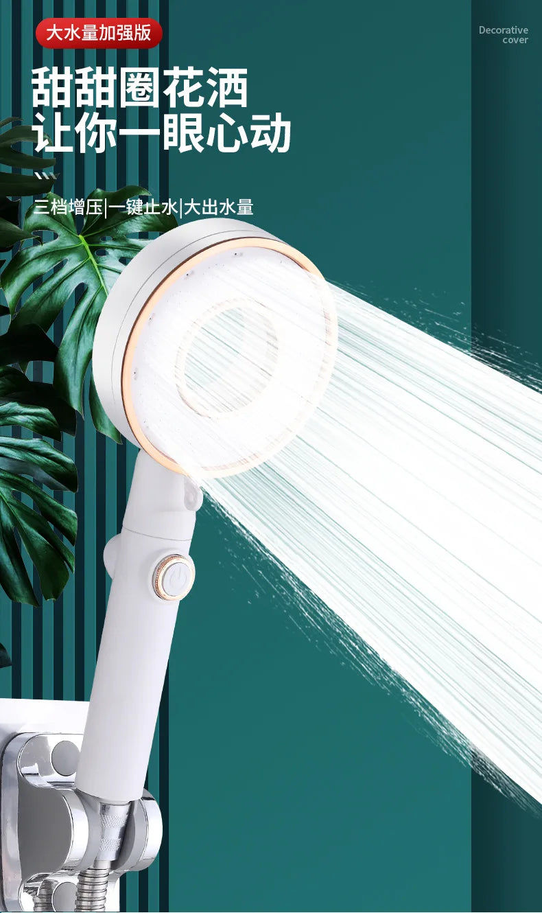 High Pressure Shower Head with 3 Modes – Adjustable Water-Saving Spray & One-Key Stop Nozzle for Bathroom Faucet Accessories