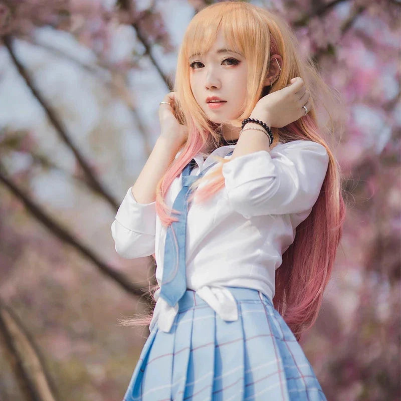 Kitagawa Marin Cosplay Costume — My Dress-Up Darling Anime School Uniform Dress with Wig & Earrings for Girls