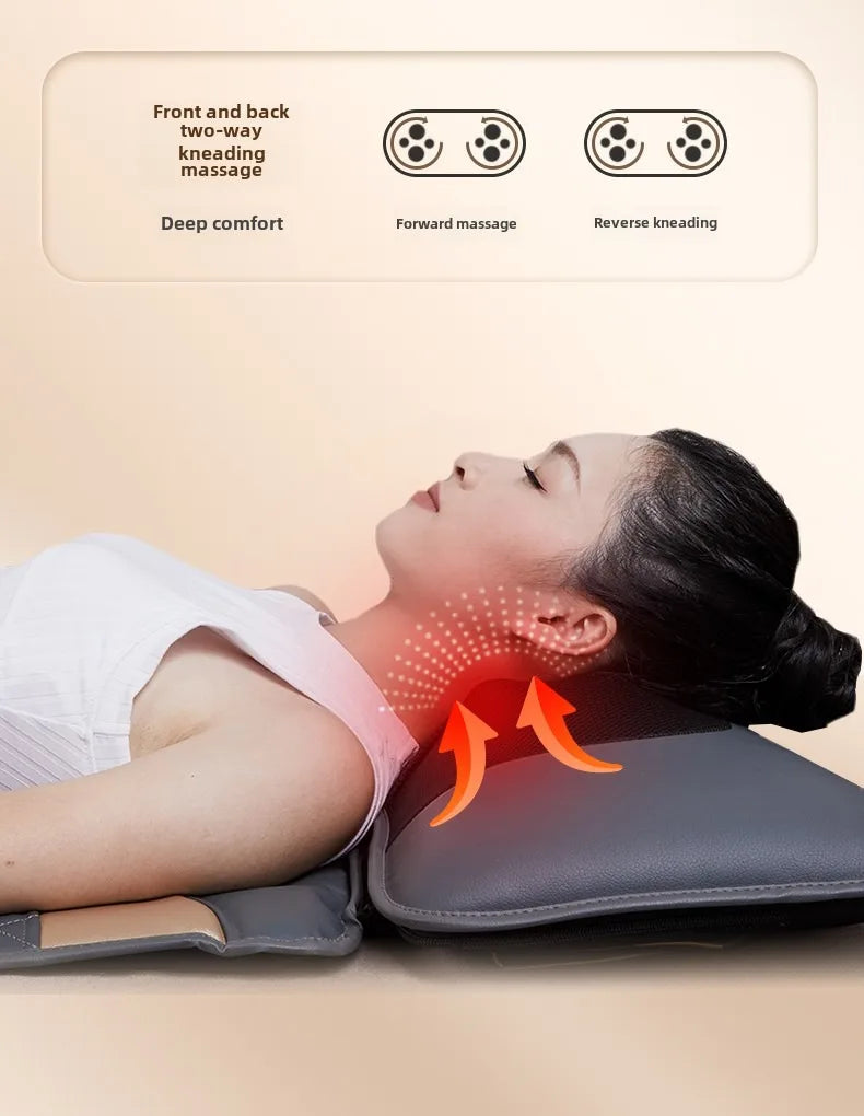 Upgraded Large Area Heated Neck Massager – Vibration Airbag Full Body Massage Mat with Lumbar Traction and Remote Control