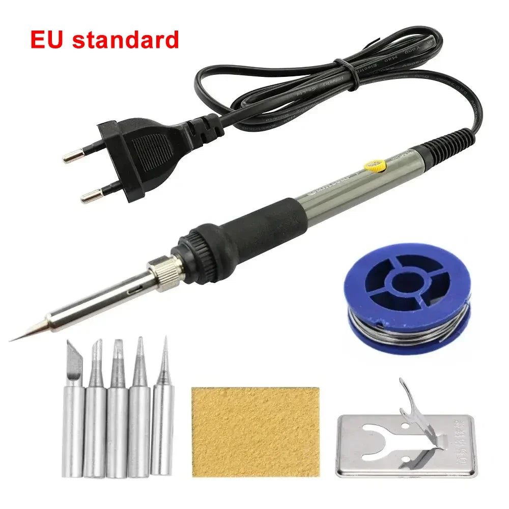 60W Adjustable Temperature Soldering Iron - 110V/220V Electric Welding & Repair Tool