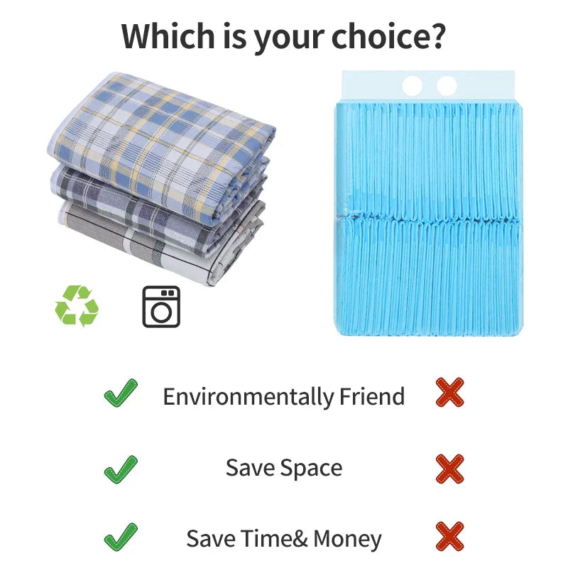 Washable Dog Pee Pad – Absorbent Reusable Plaid Pet Training Mat & Toilet Seat Cover (Home/Outdoor)