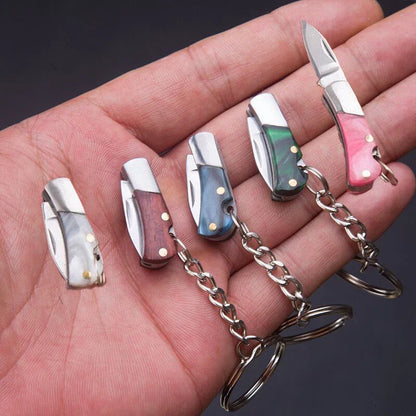 5cm Mini Folding Knife Keychain – Acrylic & Brass Portable Blade Pendant for Camping, Outdoor, and Everyday Carry