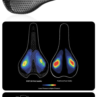 RYET Ultra Full Carbon 3D Printed Bike Saddle — 145mm Lightweight MTB Seat with High Modulus Carbon Fiber Base