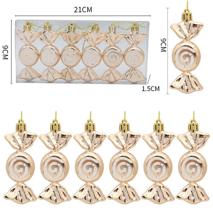 6PCS Christmas Candy Cane & Lollipop Hanging Ornaments – Festive Tree Pendants for Home Holiday Decor