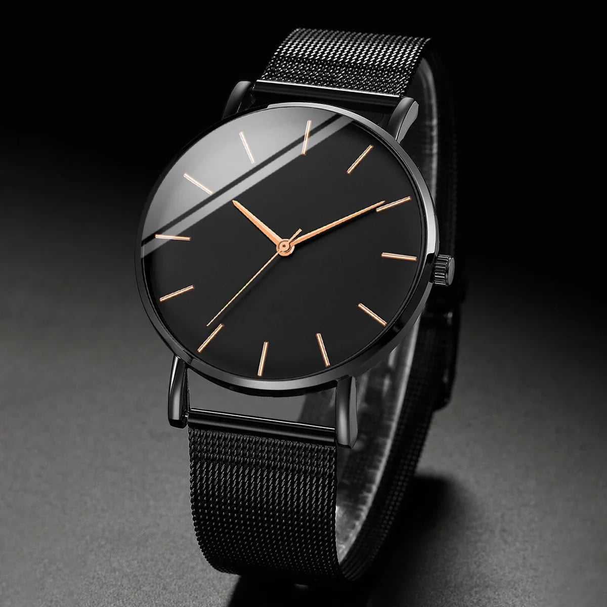 Men’s Ultra-Thin Quartz Watch – Fashion Business Stainless Steel Mesh Band Wristwatch