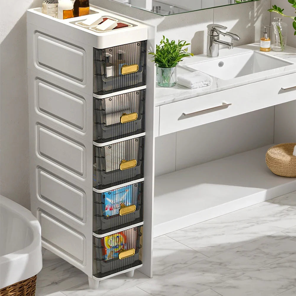 Narrow Toilet Storage Cabinet – 4/5 Tier Waterproof Corner Shelf & Crevice Side Rack