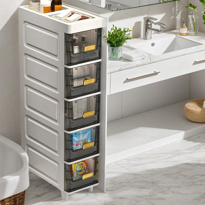 Narrow Toilet Storage Cabinet – 4/5 Tier Waterproof Corner Shelf & Crevice Side Rack