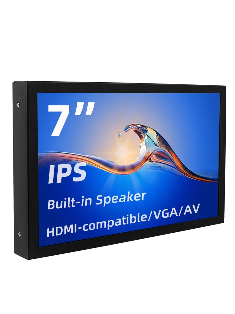 7-Inch Portable IPS Display — 1024x600 LCD with HDMI, VGA, AV Input & Type-C Power for PC, Laptop, Camera, TV Box & DVD Screen