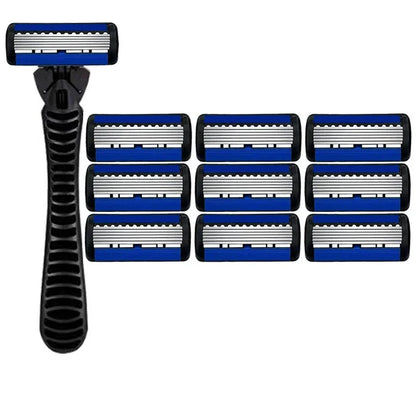 6-Layer Manual Safety Razor – Stainless Steel Double Edge Blade Shaver for Beard & Moustache Grooming
