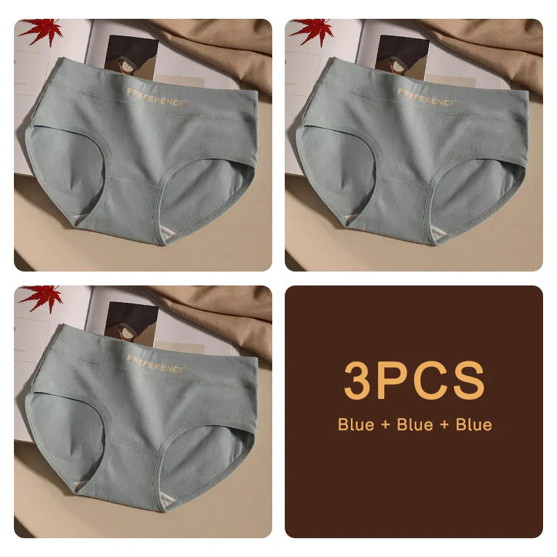 3PCS Seamless Women's Cotton Panties – Soft, Breathable, Large Size Sports Underwear Set