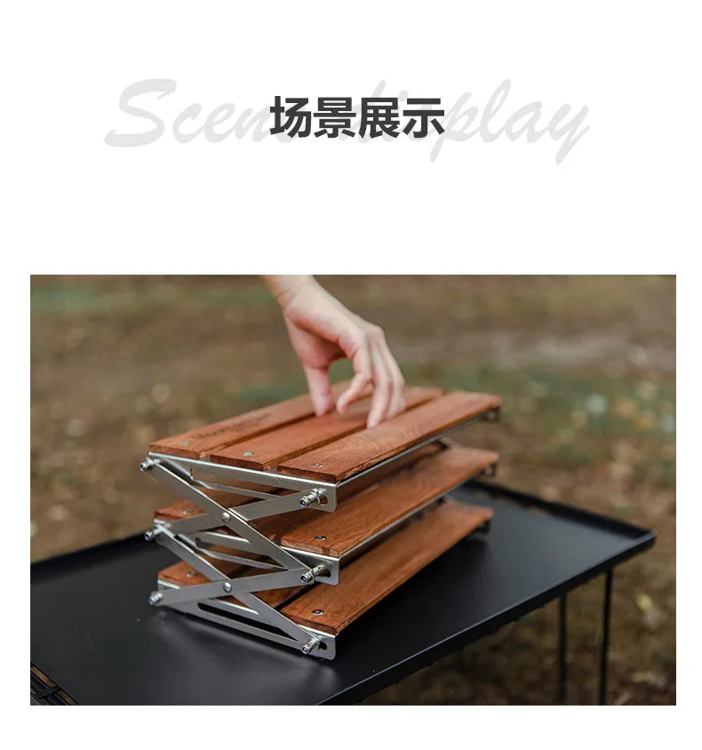 MOUNTAINHIKER Portable Camping Rack – 3-Tier Foldable Outdoor Table for Picnic & BBQ, Easy to Carry