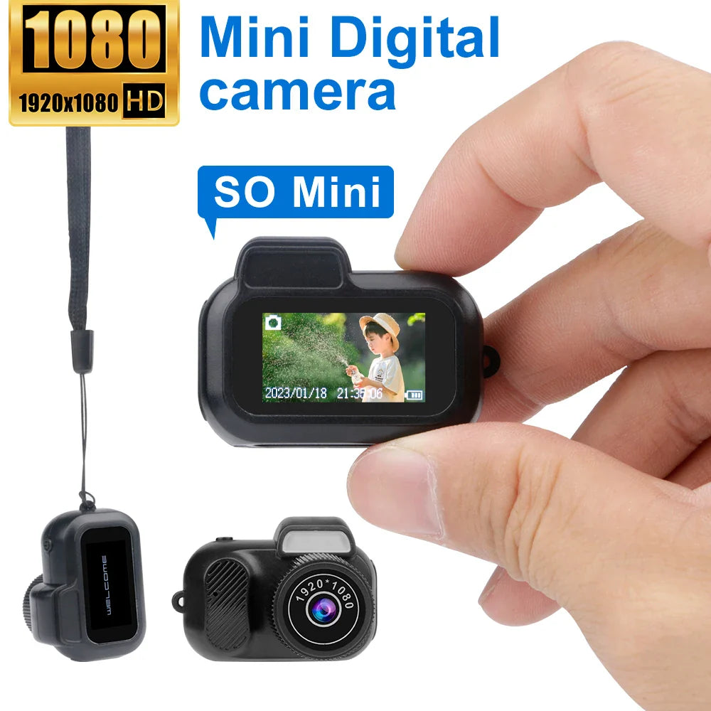 Y4000 Monoreflex Mini Camera 1080P Portable Video Recorder with Flash Lamp, Battery Dock & LCD Screen