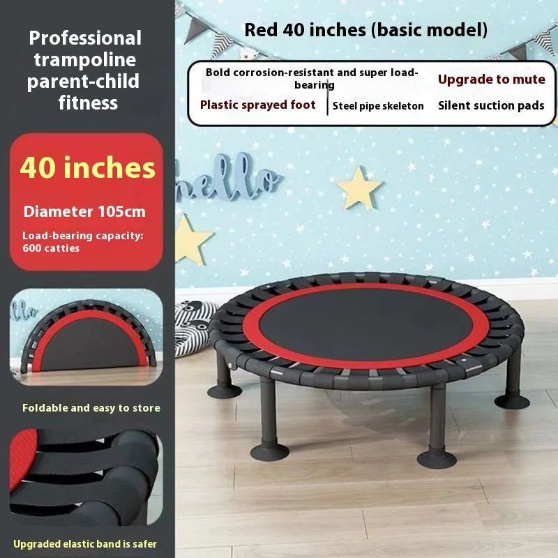 Household Indoor Trampoline – Foldable Thickened Steel Pipe Bounce Bed for Kids and Adults
