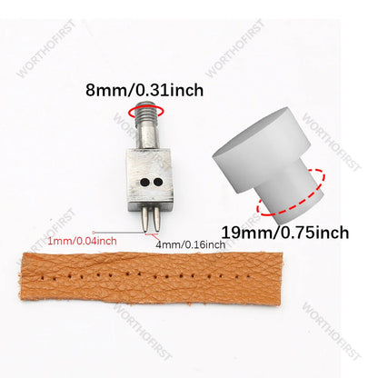 M8 Thread Dies Leather Hole Punch Set – 4/5/6/8mm Round Stitching & Perforated Cut Tools for Hand Press