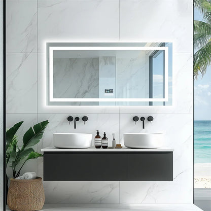 LUVODI Bluetooth LED Bathroom Mirror – Large Anti-Fog Lighted Vanity Mirror with 3-Color Modes