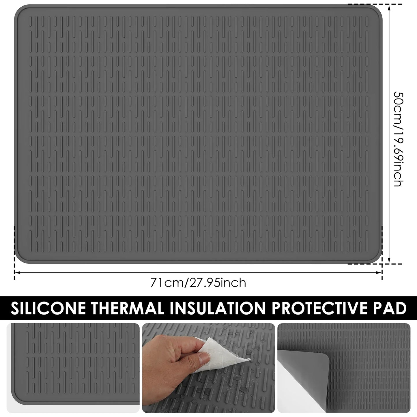 Ultra Absorbent Silicone Dish Drying Mat | Non-Slip, Fast Drying, Heat Resistant & Foldable Pad