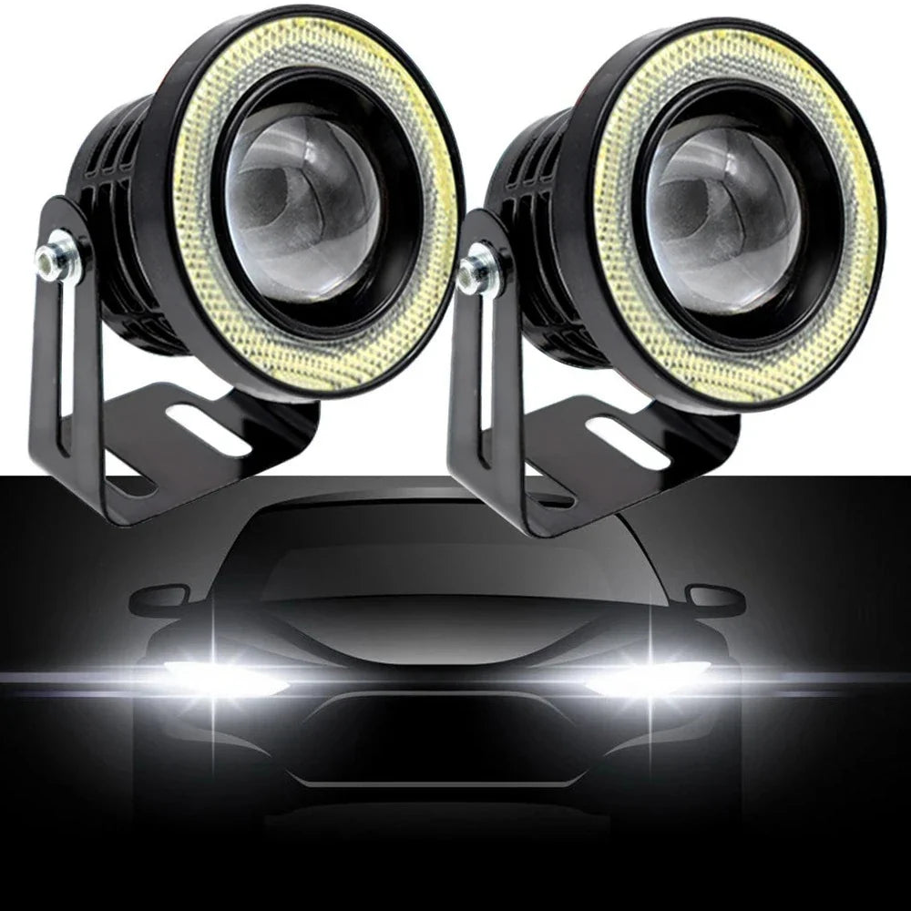 2.5 Inch Angel Eyes Halo Ring - 12V LED Fog Light Headlight Bulb & COB DRL for Car Modification