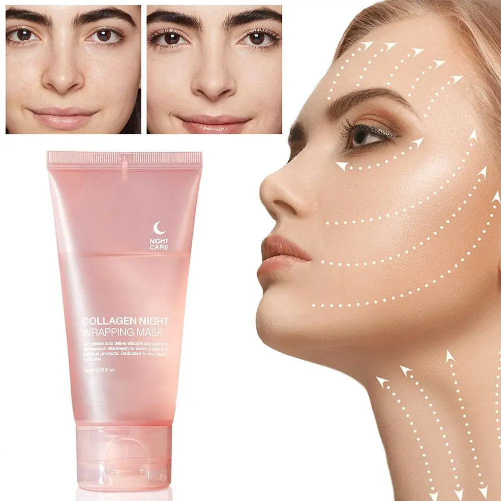 Hydrolyzed Collagen Overnight Facial Mask - Peel-Off Hydrating & Firming Mask, Reduces Sagging & Dullness, Boosts Elasticity