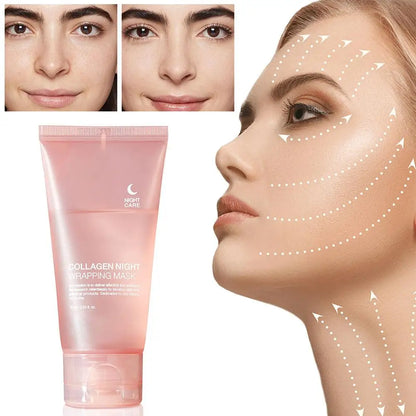 Hydrolyzed Collagen Overnight Facial Mask - Peel-Off Hydrating & Firming Mask, Reduces Sagging & Dullness, Boosts Elasticity