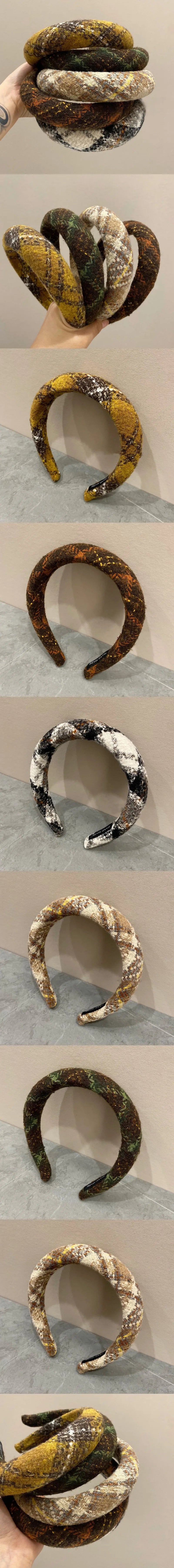 Black & White Camellia Embroidery Hairband – Woolen Weave Padded Headband for Women, French Fashion, Autumn/Winter 2023