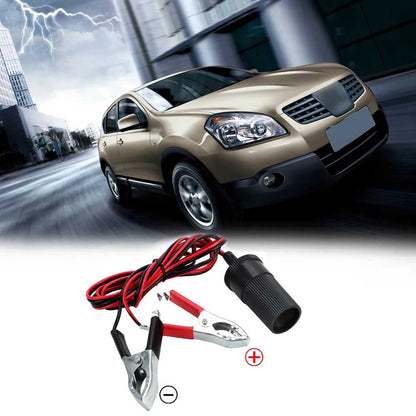 12V 15A Car Battery Terminal Clamp – Female Socket Plug, Cigarette Lighter Power Adapter for Car Accessories