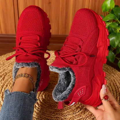 Women’s Winter Warm Sneakers – Non Slip Cold Weather Outdoor Walking Sports Shoes
