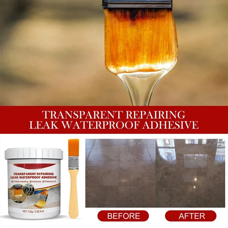 Invisible Waterproof Sealant Coating – Strong Transparent Anti-Leak Repair Glue with Brush Applicator (100–1000g)