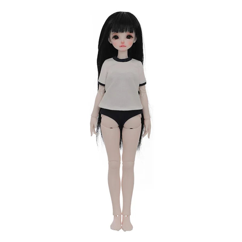 Shuga Fairy Mirai 1/5 BJD Doll with Ruoguan Body, Long Black Hair, Juvenile Features, Resin Joint Doll for Collectors