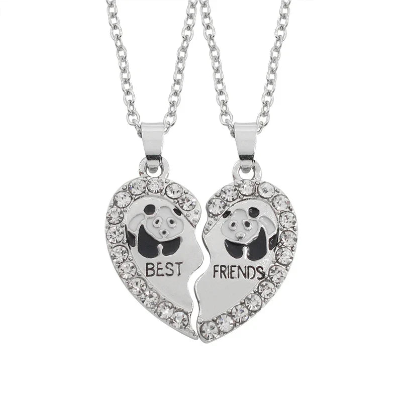 BFF Heart Split Friendship Necklace Set – Matching Broken Heart Pendant Jewelry Gift for Best Friends, Men & Women